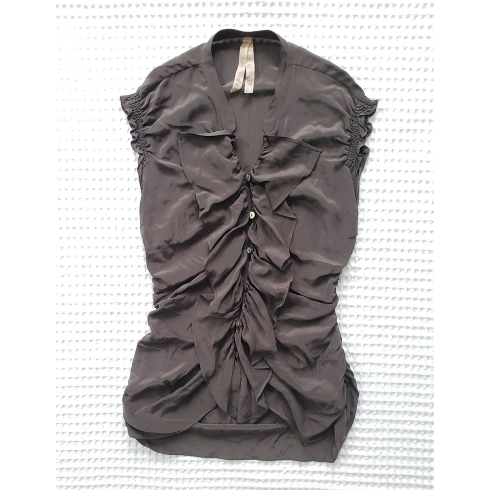 BAILEY 44 silk ruched sleeveless blouse XS